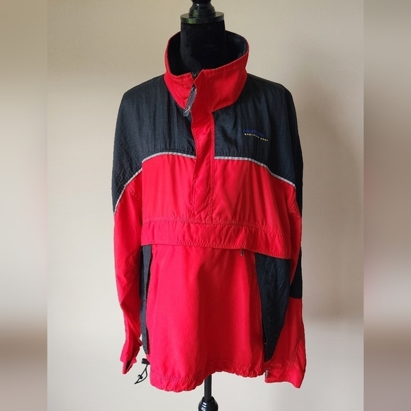 Vintage Tommy Hilfiger  1/4 Inch Zip Up Red/Black Pull Over Jacket Men's Sz L. - Picture 1 of 13